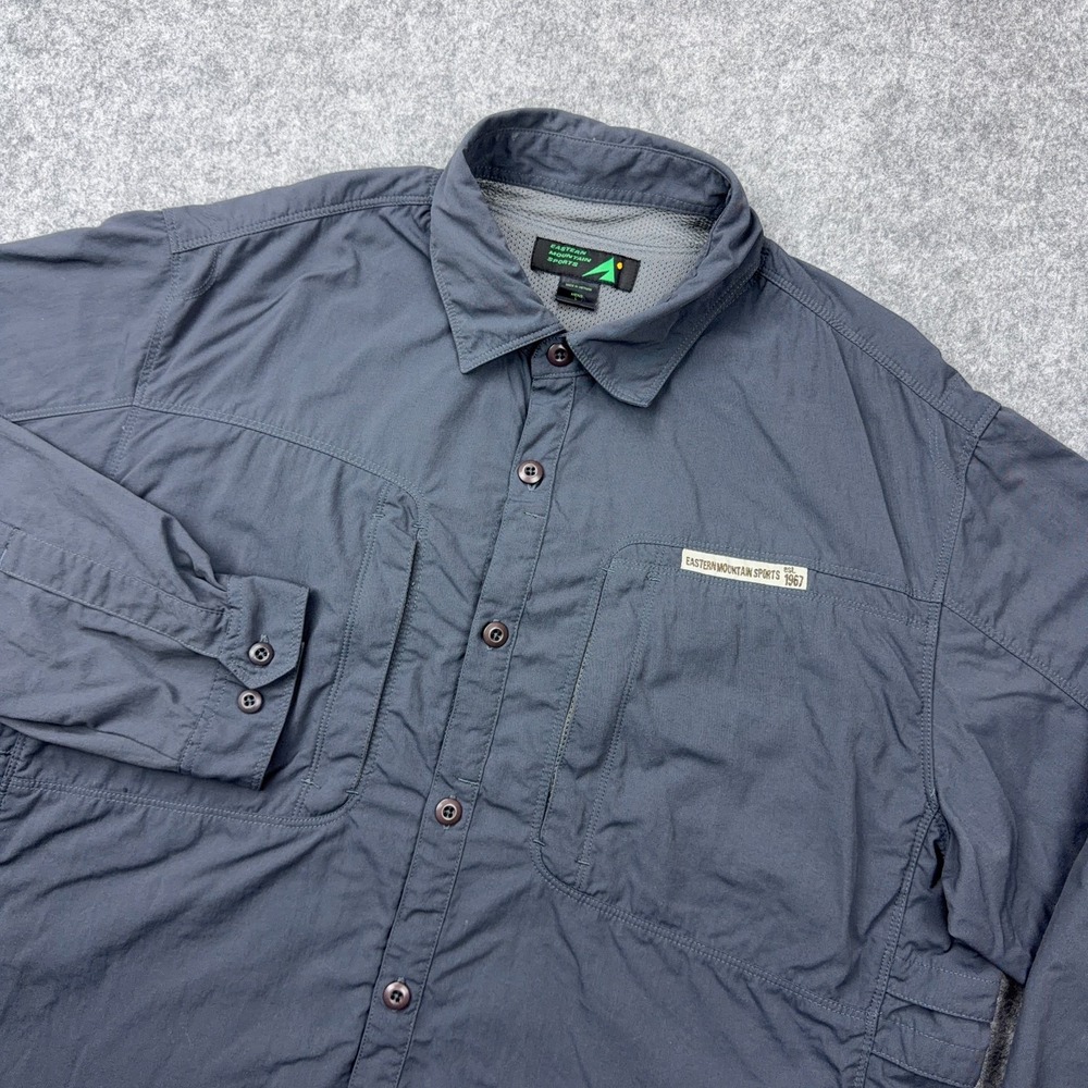 Eastern Mountain Sports Shirt Men‎ Large Gray Nylon Vent Outdoor Fishing Utility